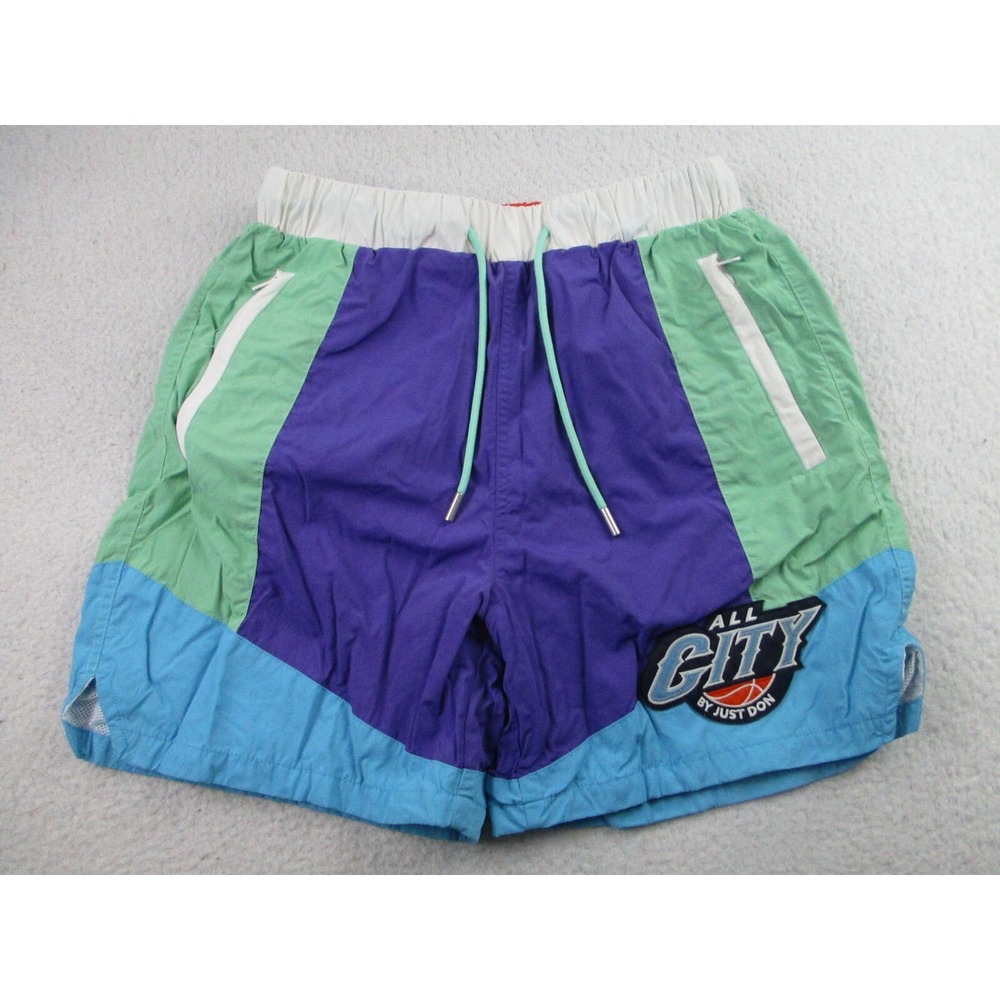 All City By Just Don Shorts Mens‎ S Purple Green Blue Basketball Athletic *READ*